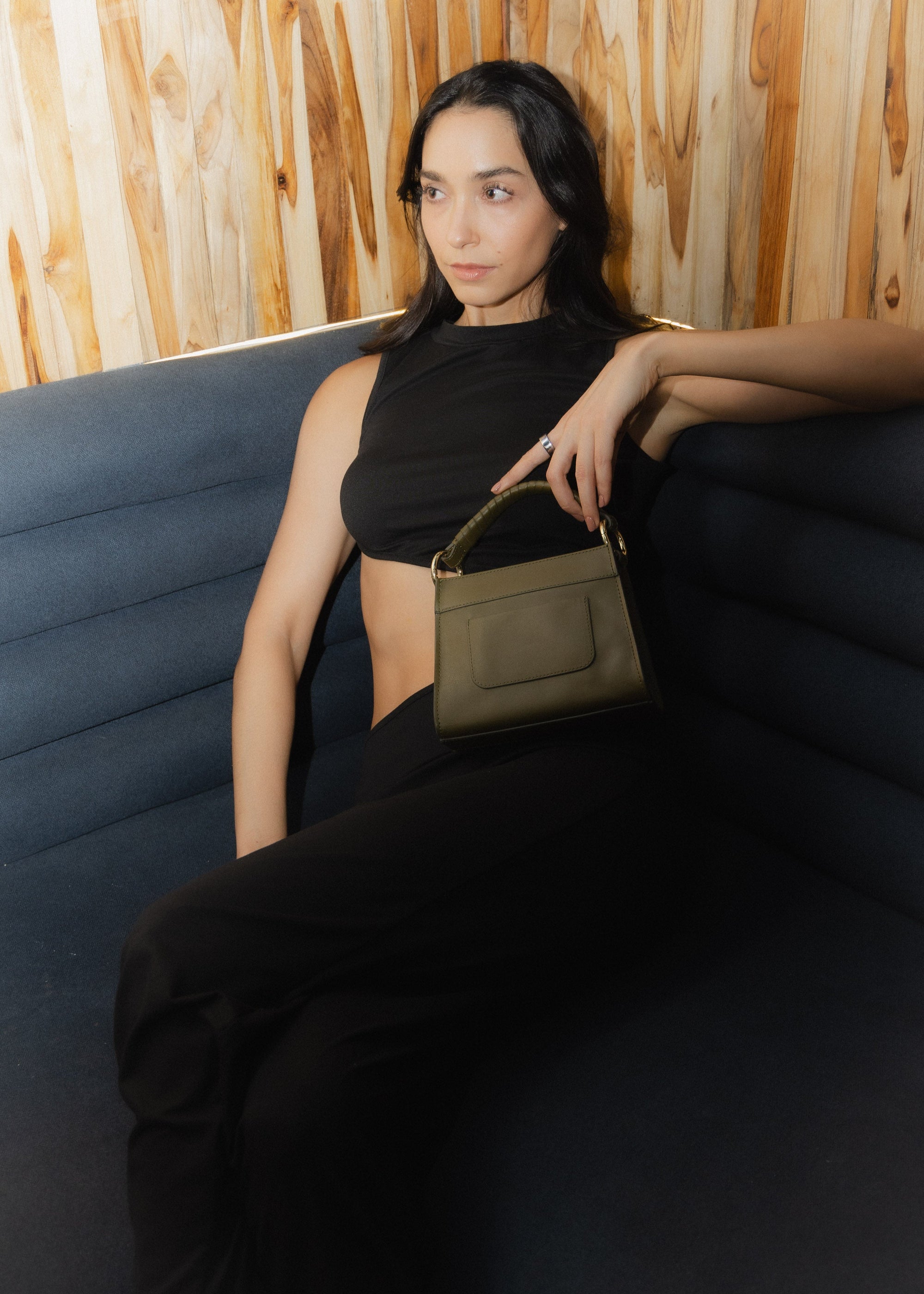 Model with Panthera Mini Olive Green