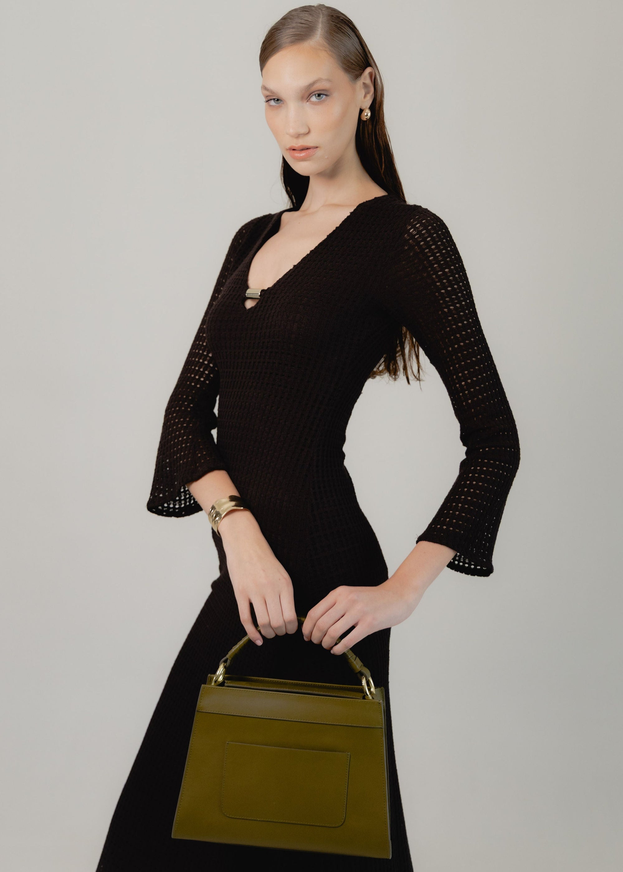 Model with a Panthera Tote Olive Green